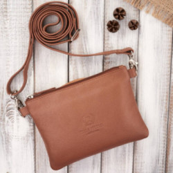 Světle hnědá dámská kožená crossbody kabelka Sorelia