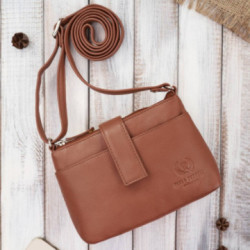 Svetlo hnedá malá dámska kožená crossbody kabelka Meliora