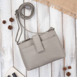 Svetlosivá malá dámska kožená crossbody kabelka Meliora