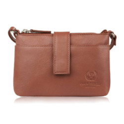 Svetlo hnedá malá dámska kožená crossbody kabelka Meliora