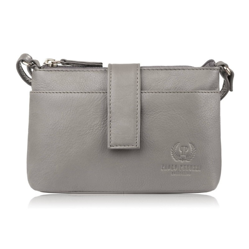 Svetlosivá malá dámska kožená crossbody kabelka Meliora