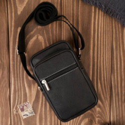 Čierna malá pánska kožená crossbody taška Tessar