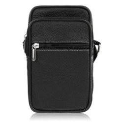 Čierna malá pánska kožená crossbody taška Tessar