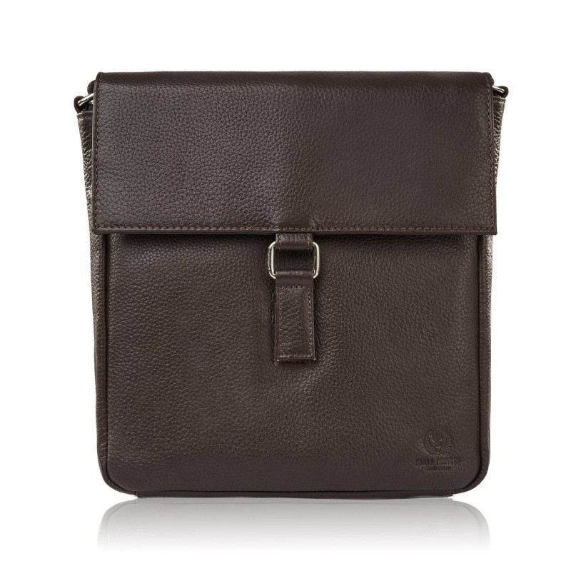 Tmavo hnedá dámska kožená crossbody kabelka s chlopňou Zuleika