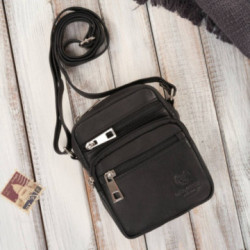 Čierny pánsky malý kožený crossbag Ilaria