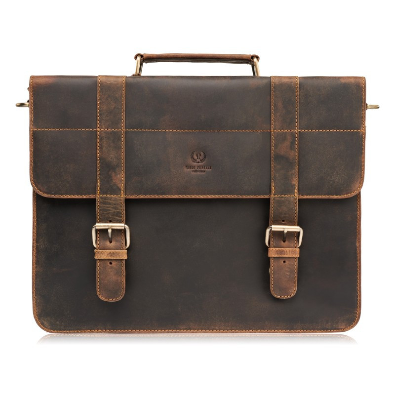 Hnedá pánska kožena aktovka vo vintage stylu Jengo