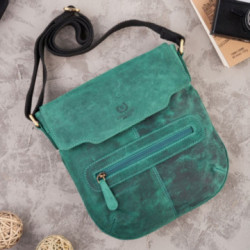 Zelená dámska kožená crossbody taška s chlopňou Lujain
