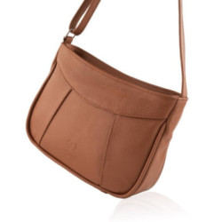 Svetlo hnedá dámska kožená crossbody kabelka Zafrina