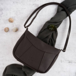 Tmavo hnedá dámska kožená crossbody kabelka Zafrina