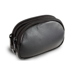 Čierna kožená dvojzipsová etue Carolin