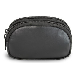 Čierna kožená dvojzipsová etue Carolin