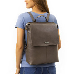 Šedohnedý mestský kožený batoh Neville