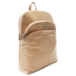 Béžový kožený zipsový batoh Poppy