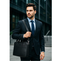 Čierna pánska príručná taška na notebook Bertrand