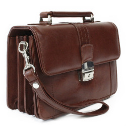 Hnedá pánska kožená etue so sklápacím registrom a držadlom Cooper