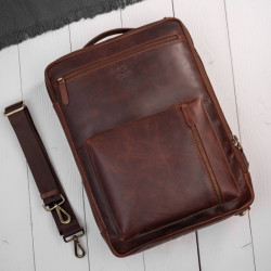 Hnedý pánsky kožený cestovný batoh Andries