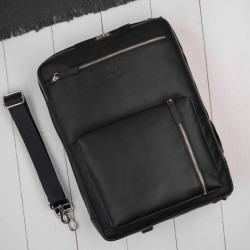 Čierny pánsky kožený cestovný batoh Andries