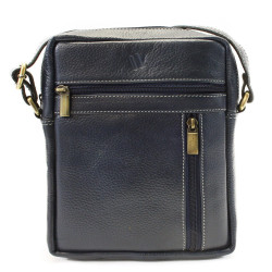 Tmavo modrý pánsky kožený zipsový crossbag Ersi