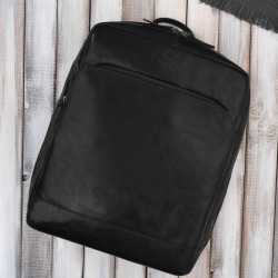 Čierny pánsky vintage kožený batoh na notebook Werner