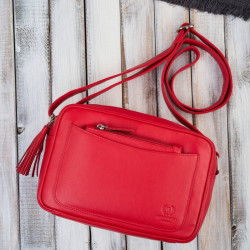 Červená dámska kožená crossbody kabelka Zerina