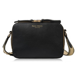 Čierna dámska kožená crossbody kabelka Lone