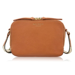 Svetlo hnedá dámska kožená crossbody kabelka Lone