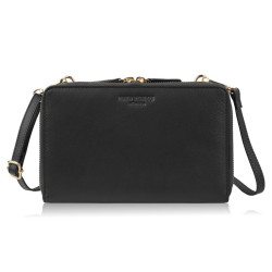 Čierna malá dámska crossbody kabelka so zlatým kovaním Fotima