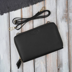 Čierna malá dámska crossbody kabelka so zlatým kovaním Fotima