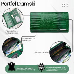 Zelená dámska kožená peňaženka s motívom croco Parizda