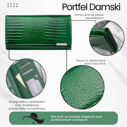 Zelená dámska kožená peňaženka s motívom croco Parizda