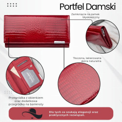 Červená dámska kožená peňaženka s motívom croco Parizda