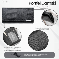 Čierna dámska kožená peňaženka s motívom croco Parizda