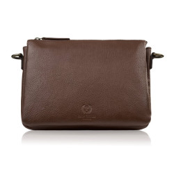 Tmavo hnedá dámska kožená crossbody kabelka Dilnoza