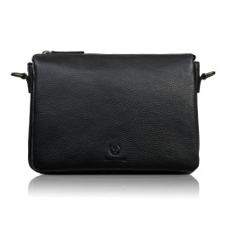 Čierna dámska kožená crossbody kabelka Dilnoza