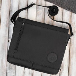 Čierna pánska kožená klopová taška na notebook Nurulloh