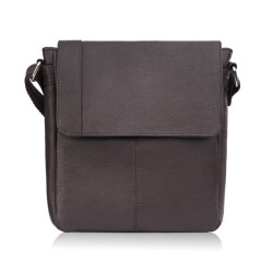Tmavo hnedý pánsky kožený crossbag s chlopňou Adrian