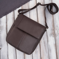 Tmavo hnedý pánsky kožený crossbag s chlopňou Adrian