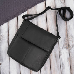 Čierny pánsky kožený crossbag s chlopňou Adrian