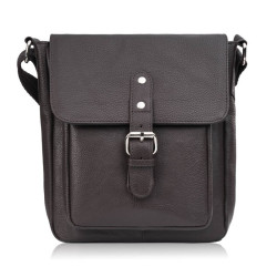 Tmavo hnedý nadčasový pánsky kožený crossbag Sergio
