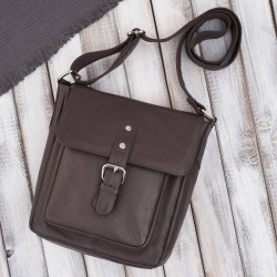 Tmavo hnedý nadčasový pánsky kožený crossbag Sergio