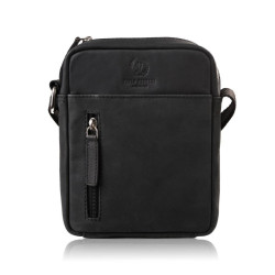 Čierna malá pánska kožená crossbody taška Navian