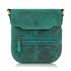 Zelená dámska kožená crossbody taška s chlopňou Lujain
