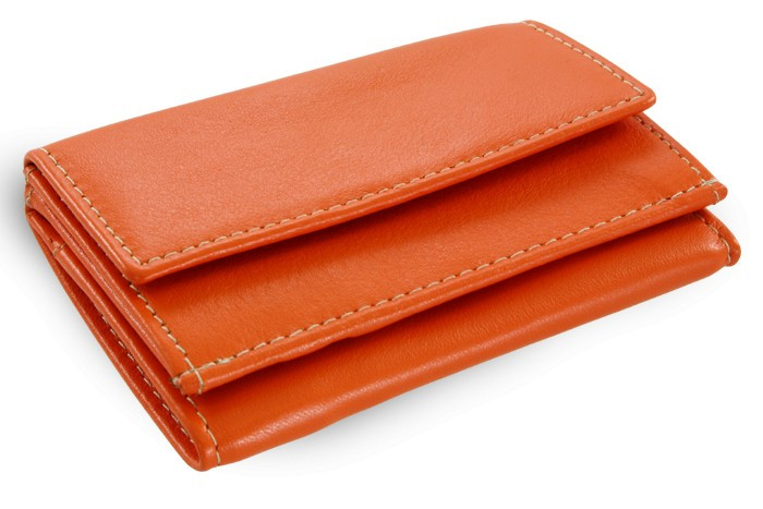 Oranžová kožená mini peňaženka Athena