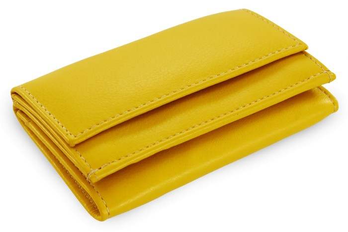 Žltá kožená mini peňaženka Athena