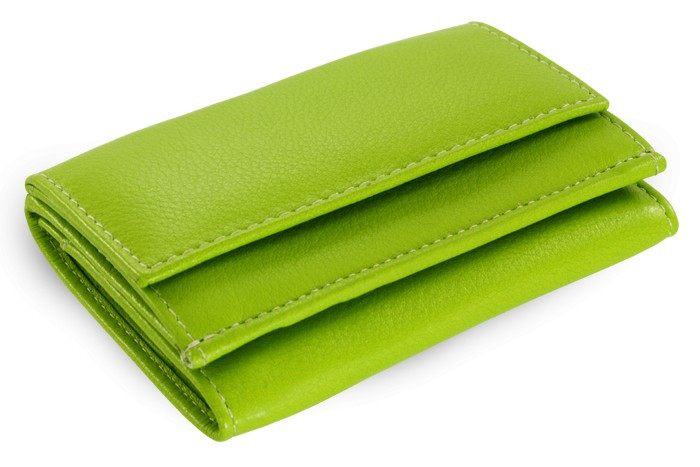 Svetlo zelená kožená mini peňaženka Athena