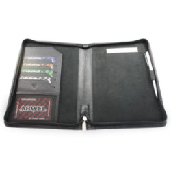 Čierna zipsová spisovka veľkosti A5 z pravej kože Aborel