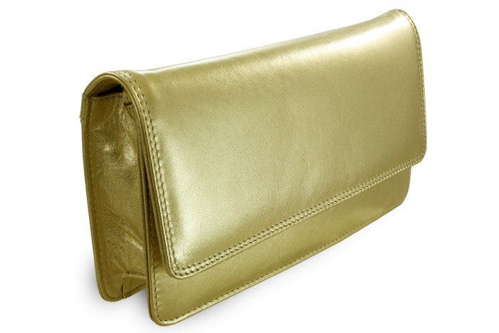 Zlatá kožená dámska listová kabelka Lunaries