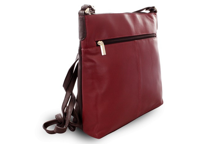 Vínovočierna dámska kožená crossbody kabelka Margaret