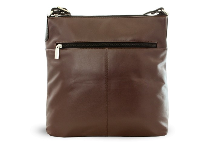 Hnědo černá dámská větší kožená crossbody kabelka Margaret