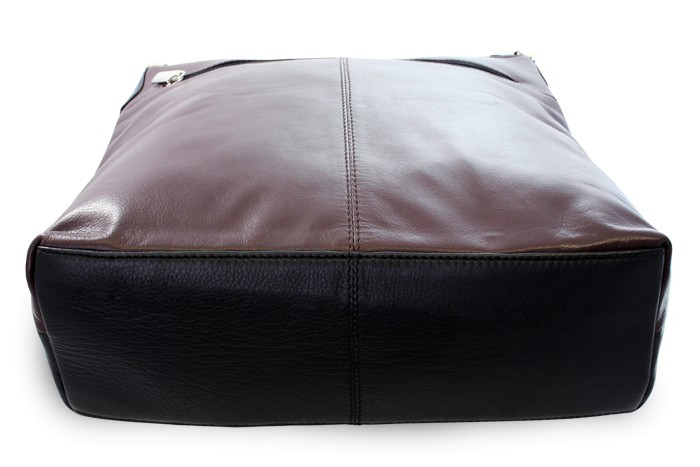 Hnědo černá dámská větší kožená crossbody kabelka Margaret